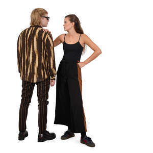 man and woman standing facing each other