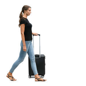 woman with a suitcase walking