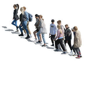 group of teenagers walking up the stairs