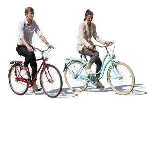 man and woman cycling