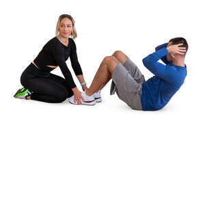 man and woman doing exercises