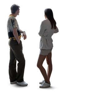 man and woman standing by the window and looking out