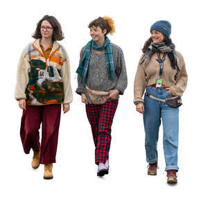 group of three women walking