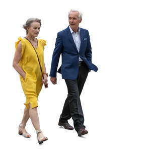 senior couple in formal outfits walking