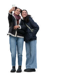two young women in winter taking a selfie