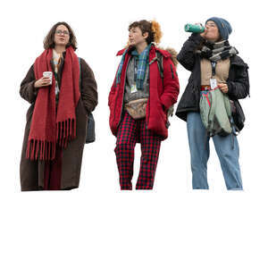 three women standing on the higher level