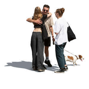 friends greeting each other on the street