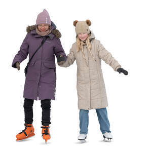 woman and girl skating hand in hand