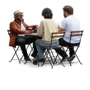 cut out group of friends sitting in a casual restaurant and talking