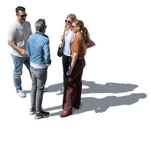 top view of a group of four people standing outside