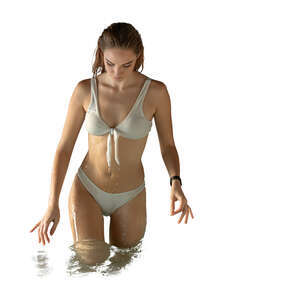 cut out woman in a bikini coming out of water