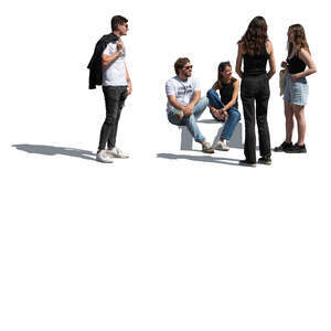 cut out group of young people hanging outside in summer