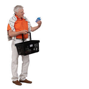 cut out older man shopping for groceries