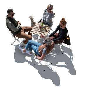 top view of people sitting in an outside cafe