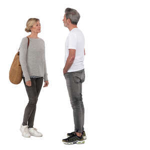 man and woman standing and talking