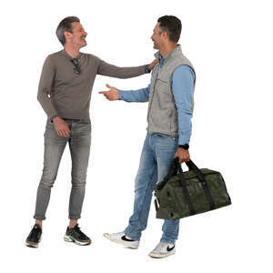 two men meeting in the street