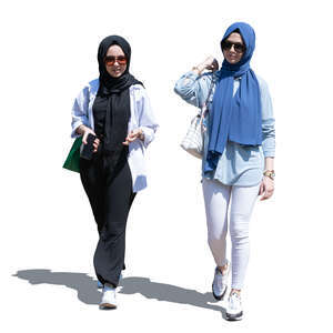 two cut out teenage muslim girls walking