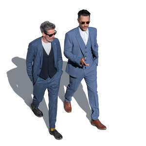 two businessmen walking seen from above