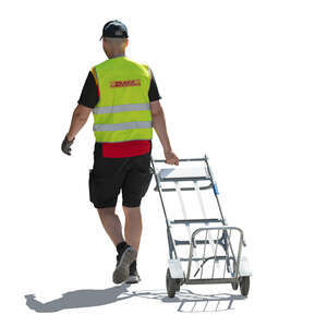 cut out backlit man with a pallet trolley