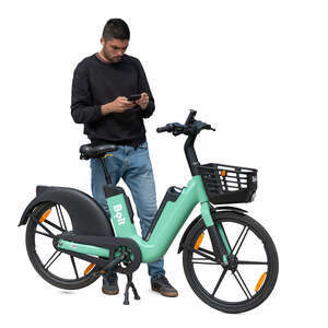 man renting an electric city bike