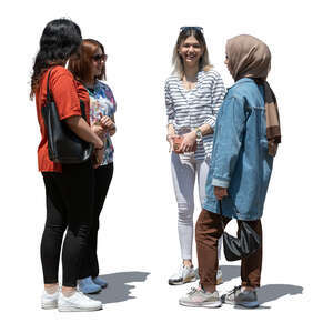 four girls standing and talking