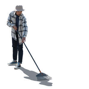 cut out backlit asian gardener working