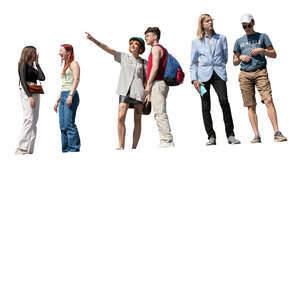cut out group of teenagers seen from below