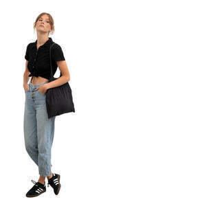 cut out woman standing and looking up