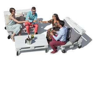 cut out group of friends sitting in a lounge cafe