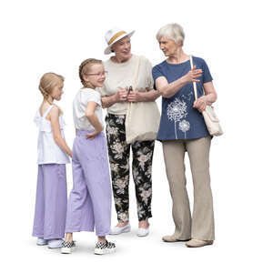 cut out grandmother and grandchildren standing and talking
