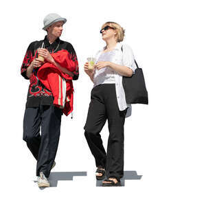 cut out man and woman walking down the stairs