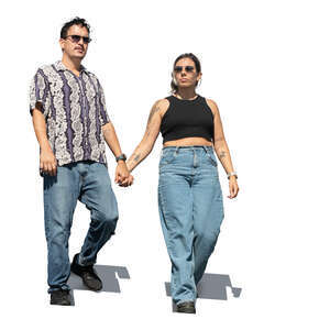 cut out couple walking down the stairs holding hands