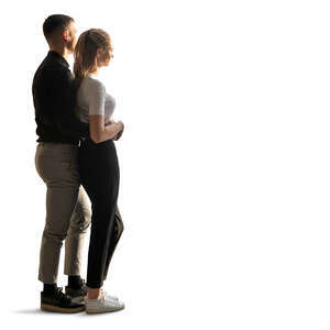 cut out couple standing together by the doorway