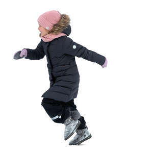 little girl running in winter