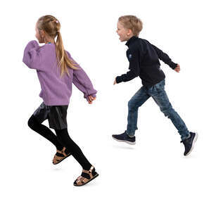 two cut out kids running