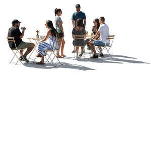 cut out backlit street cafe with different people