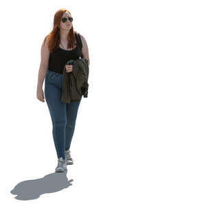 backlit woman walking