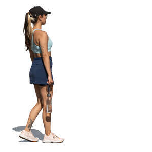 cut out woman in a sporty outfit walking