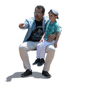 cut out kid sitting on his fathers lap