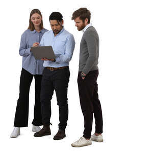 cut out group of office people looking at a computer together