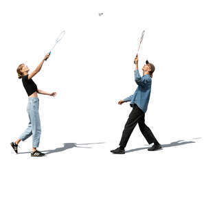man and woman playing badminton