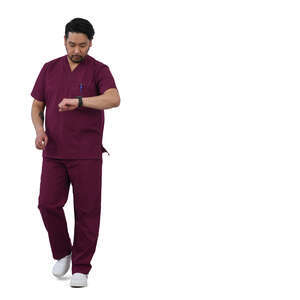 cut out asian doctor walking