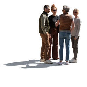 cut out backlit group of people standing and talking