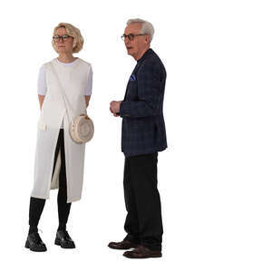 two cut out senior people standing