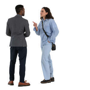 cut out man and woman talking