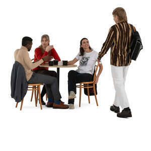cut out group of people having a good time in a cafe