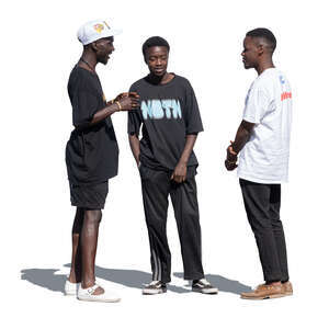 three young black men standing and talking