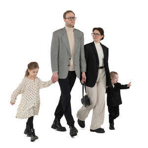 family with two kids going to a party