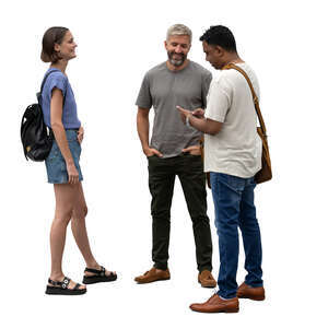 cut out group of three people standing