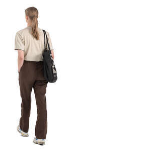 woman walking seen from back angle